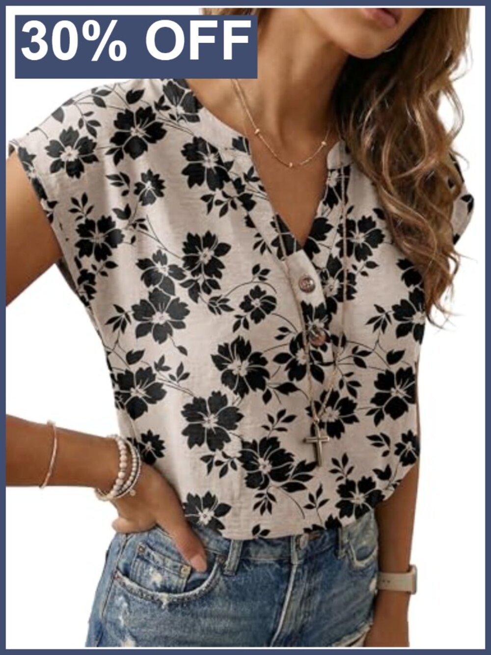 Womens Henley Tops Cap Sleeve Button Down Business Casual Blouse